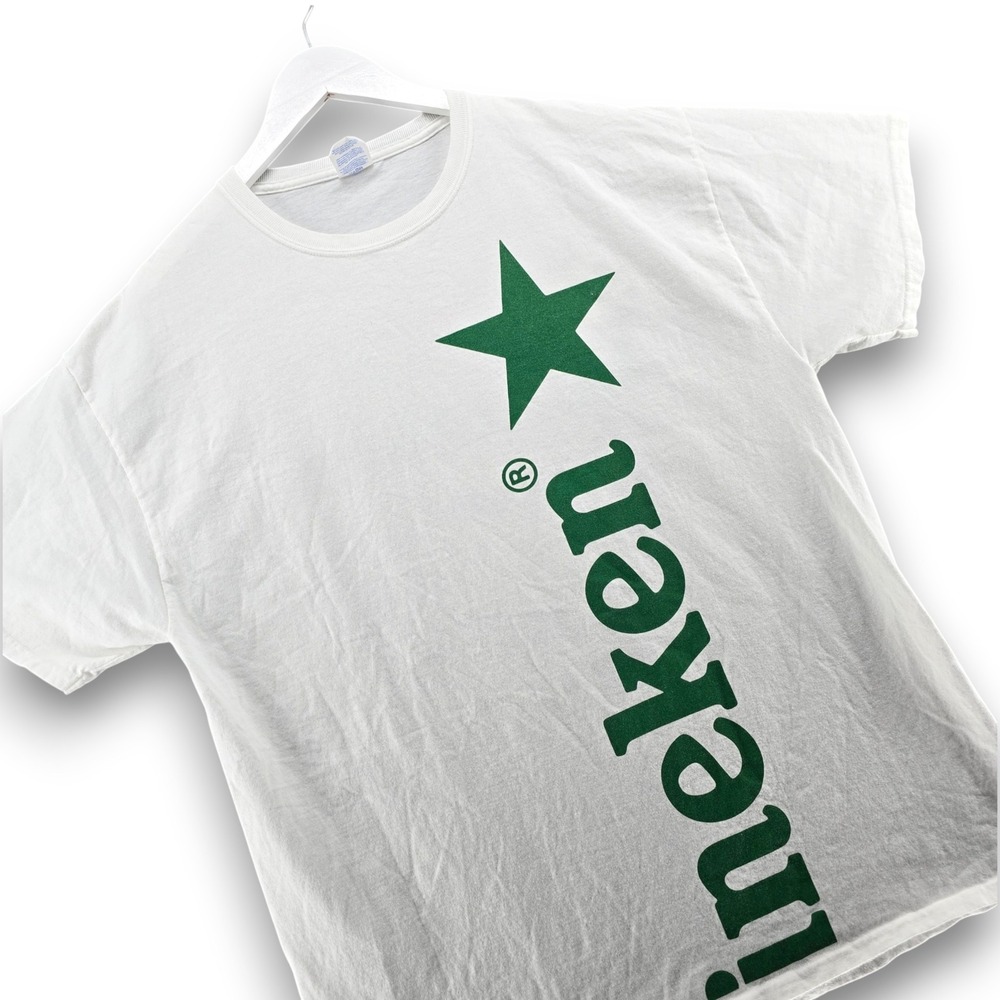 Heineken Beer T Shirt Mens XL White Cotton Short Sleeve Graphic Port & Company